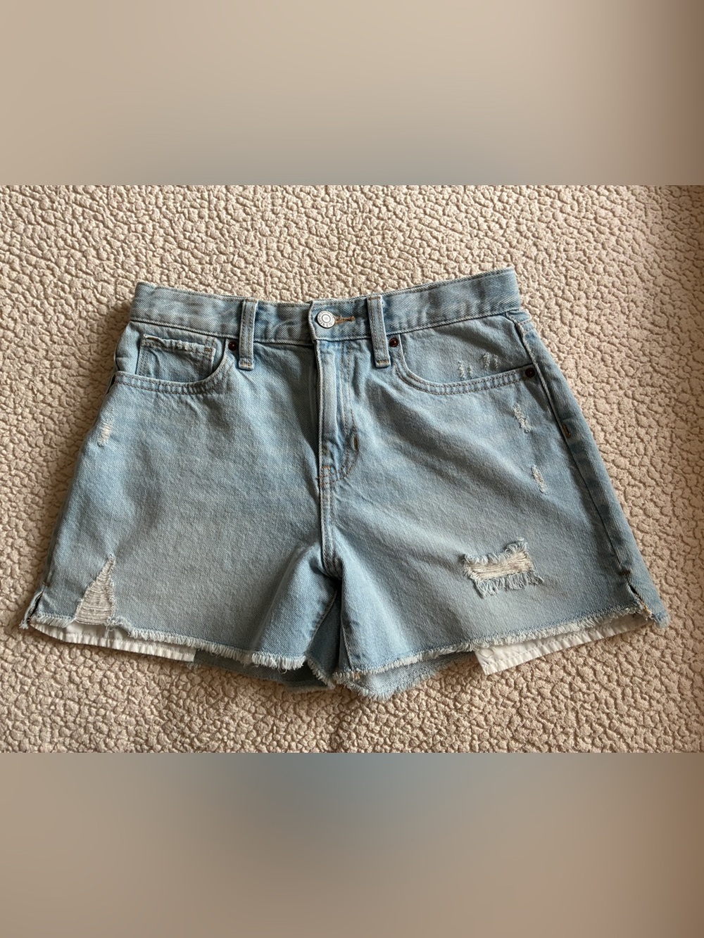 Old Navy Light Blue Distressed Denim Shorts Girls 14 frayed hem
